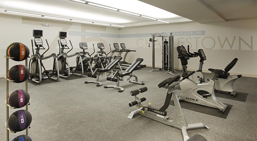 a gym with exercise equipment