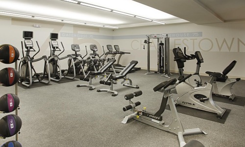 a gym with exercise equipment